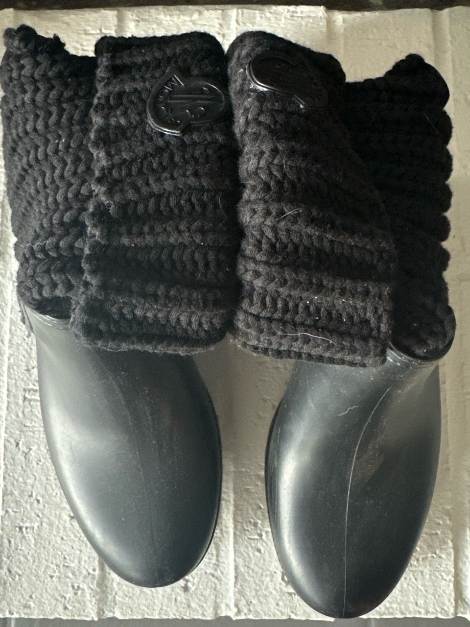 Moncler Black Knit Cuff Ankle Booties